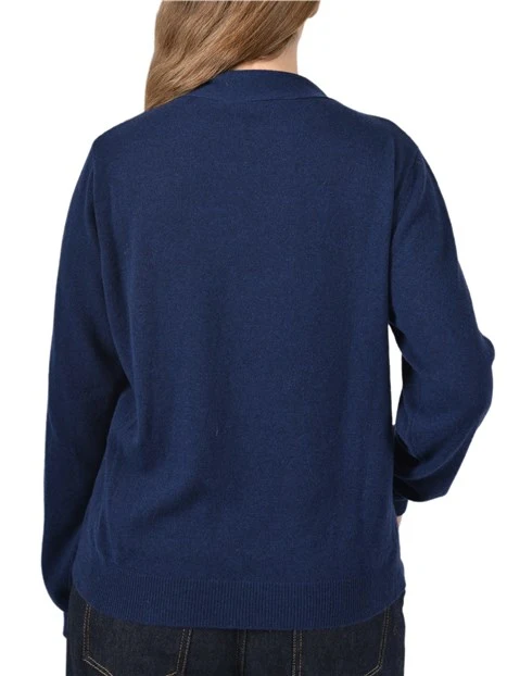 MAGLIERA GIROCOLLO IN MISTO LANA CON FIOCCO DA ANNODARE DONNA BLU