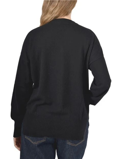 CARDIGAN IN MISTO LANA E CASHMERE DONNA NERO