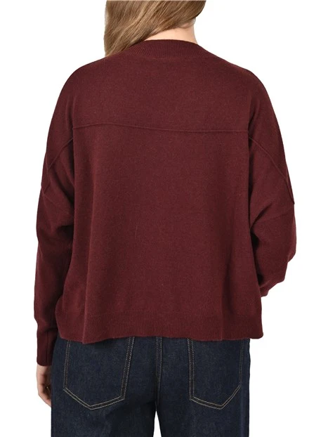 MAGLIA CON SCOLLO A V IN MISTO LANA E CASHEMERE DONNA BORDEAUX