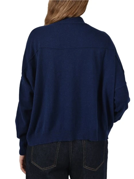 MAGLIA CON SCOLLO A V IN MISTO LANA E CASHEMERE DONNA BLU