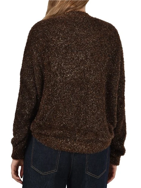 MAGLIA GIROCOLLO CON FILATO IN LUREX DONNA MARRONE