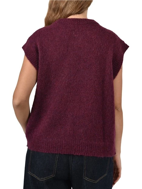 GILET IN MISTO ALPACA CON BOTTONI DONNA BORDEAUX