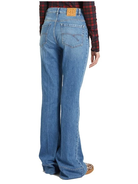 JEANS A ZAMPA CON TASCHE APPLICATE DONNA BLU