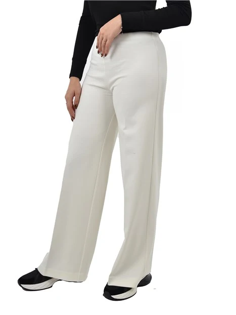PANTALONI PALAZZO CON ELASTICO IN VITA DONNA BIANCO