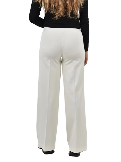PANTALONI PALAZZO CON ELASTICO IN VITA DONNA BIANCO