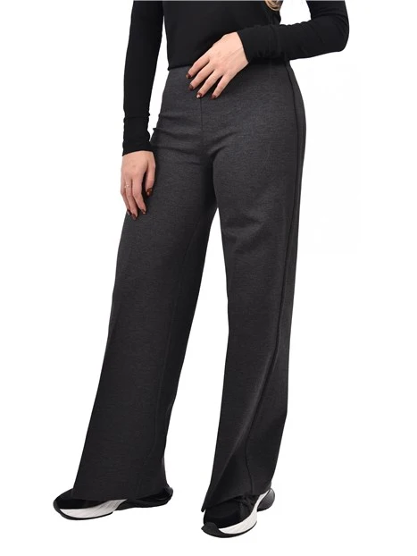 PANTALONI PALAZZO CON ELASTICO IN VITA DONNA ANTRACITE