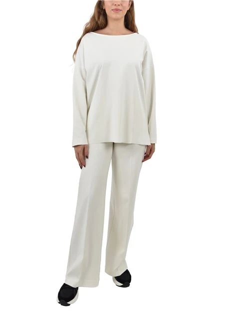 BLUSA CON SCOLLO A BARCA E SPALLE SCESE DONNA BIANCO