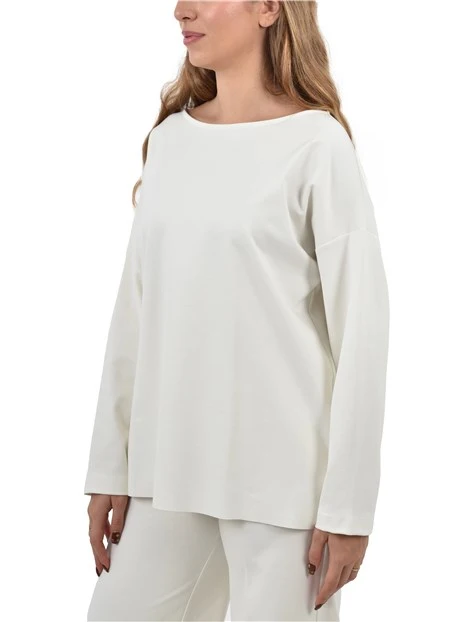 BLUSA CON SCOLLO A BARCA E SPALLE SCESE DONNA BIANCO