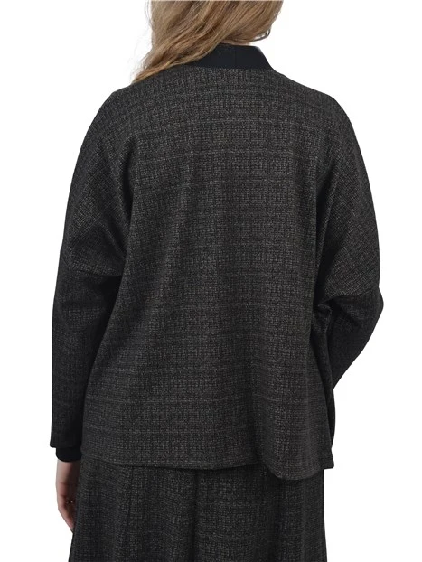 GIACCA CORTA IN FANTASIA TARTAN CON BORDO LISCIO DONNA ANTRACITE