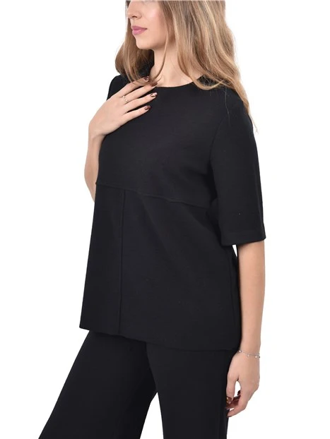 T-SHIRT MANICA CORTA CON CHIUSURA A GOCCIA POSTERIORE DONNA NERO