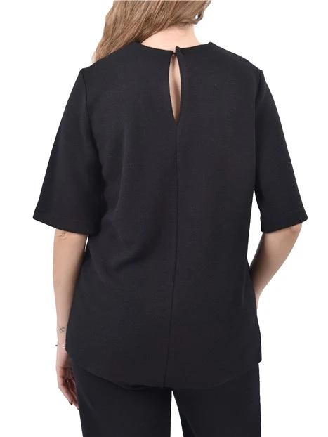 T-SHIRT MANICA CORTA CON CHIUSURA A GOCCIA POSTERIORE DONNA NERO