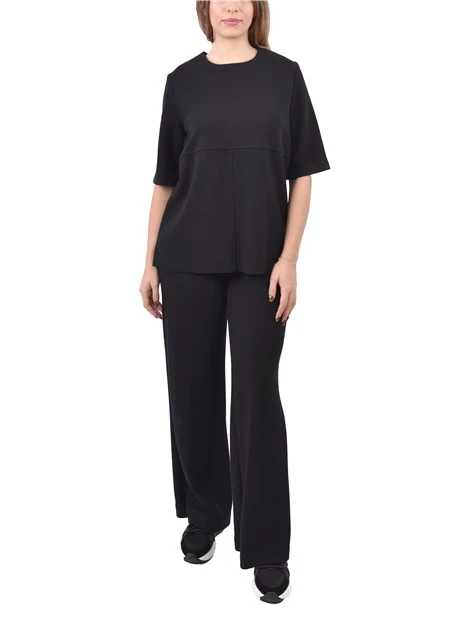 T-SHIRT MANICA CORTA CON CHIUSURA A GOCCIA POSTERIORE DONNA NERO