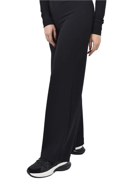 PANTALONI PALAZZO CON TRAMA GOFFRATA DONNA NERO