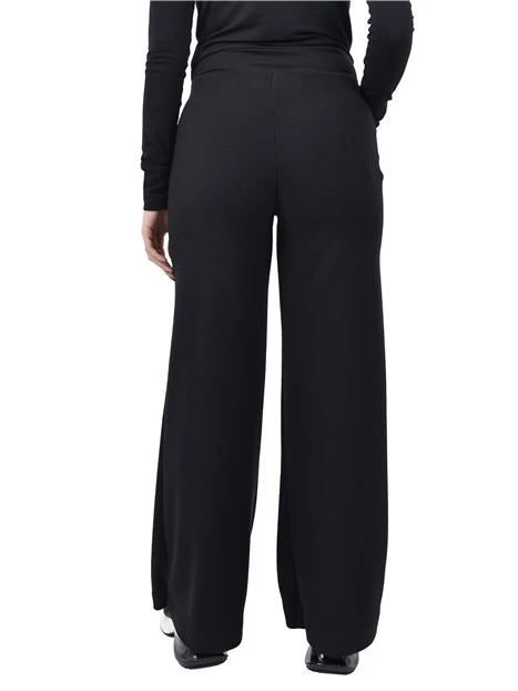 PANTALONI PALAZZO CON TRAMA GOFFRATA DONNA NERO
