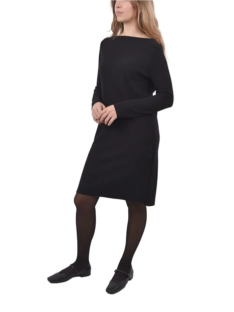 VESTITO CORTO CON SCOLLO A BARCA DONNA NERO
