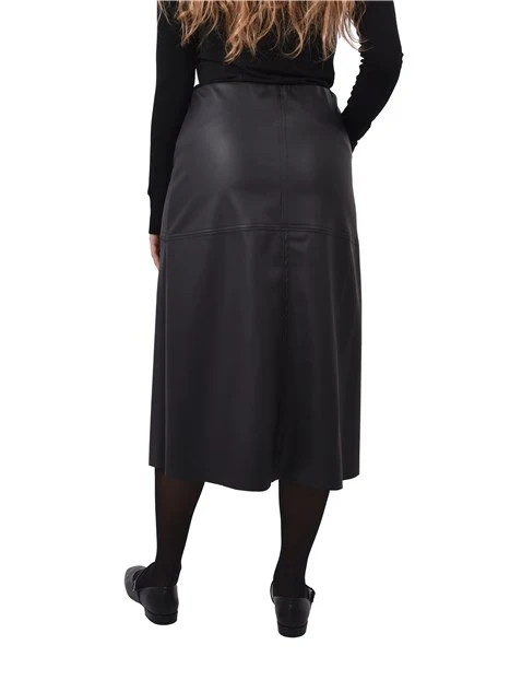 GONNA LUNGA IN ECOPELLE CON CUCITURE DONNA NERO