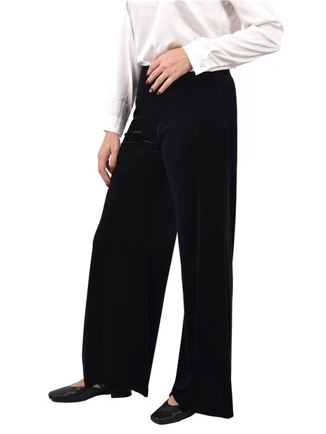 PANTALONI PALAZZO IN JERSEY DI VELLUTO DONNA NERO