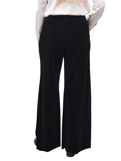 PANTALONI PALAZZO IN JERSEY DI VELLUTO DONNA NERO