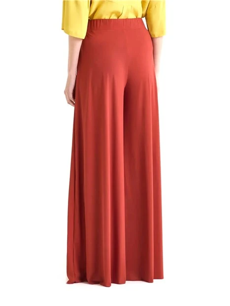 PANTALONI PALAZZO IN MORBIDO JERSEY DONNA CUOIO