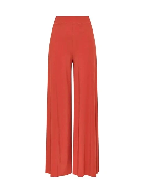 PANTALONI PALAZZO IN MORBIDO JERSEY DONNA CUOIO