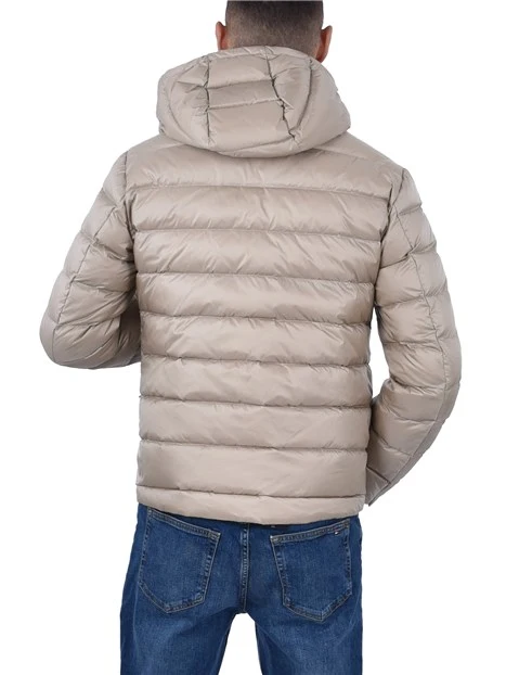 PIUMINO CORTO TRAPUNTATO A RIGHE ORIZZONTALI UOMO BEIGE