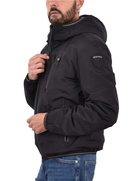 PIUMINO CORTO CON ZIP FRONTALE UOMO NERO