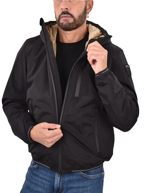 PIUMINO CORTO CON ZIP FRONTALE UOMO NERO