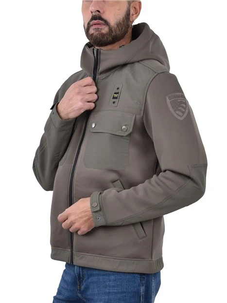 FELPA CON CHIUSURA FRONTALE CON ZIP IN TINTA UOMO VERDE
