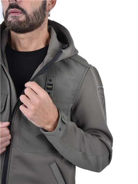 FELPA CON CHIUSURA FRONTALE CON ZIP IN TINTA UOMO VERDE