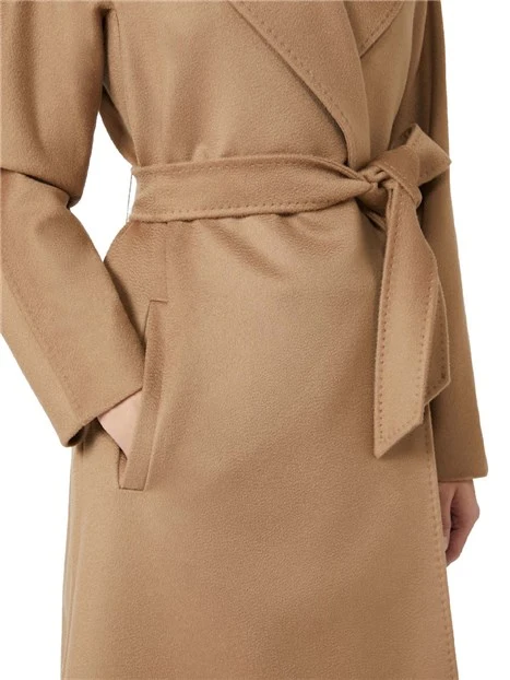 CAPPOTTO LUNGO A VESTAGLIA CON TASCHE A FILETTO DONNA BEIGE