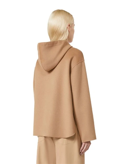 CAPPOTTO CORTO CON CAPPUCCIO E TASCHINO SUL PETTO DONNA BEIGE