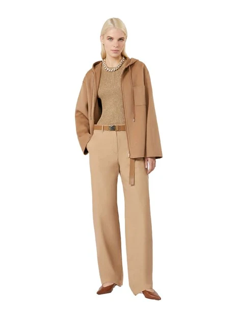 CAPPOTTO CORTO CON CAPPUCCIO E TASCHINO SUL PETTO DONNA BEIGE