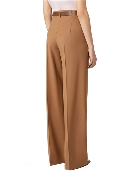 PANTALONE CHINO IN LANA CON CINTURA DONNA MARRONE