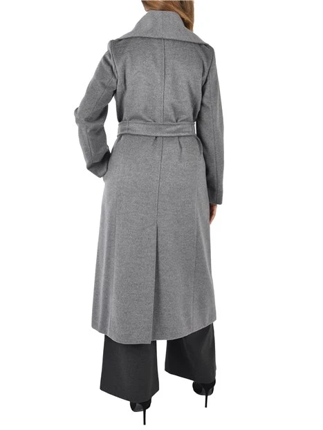 CAPPOTTO LUNGO CON CINTURA E TASCHE A FILO  DONNA GRIGIO