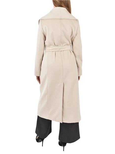 CAPPOTTO LUNGO CON CINTURA E TASCHE A FILO  DONNA BEIGE CHIARO