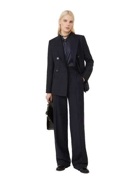 PANTALONI CHINO IN FLANELLA GESSATO DONNA BLU
