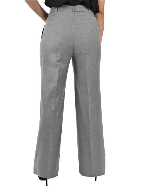PANTALONI PALAZZO IN LANA DONNA GRIGIO CHIARO