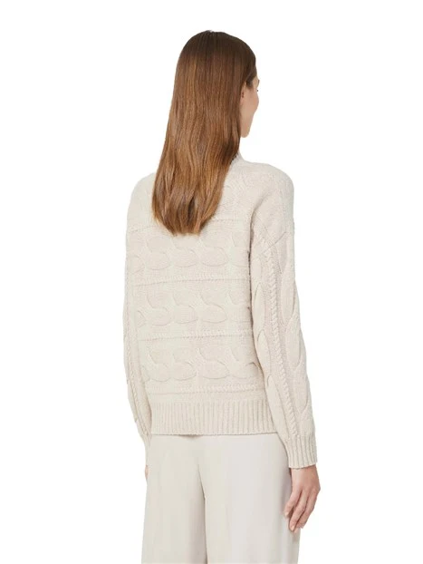 MAGLIA DOLCEVITA CON LAVORAZIONE A TRECCE IN LANA A CASHEMERE DONNA BEIGE