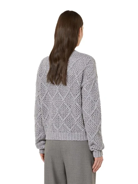MAGLIA GIROCOLLO IN LANA CON PAILLETTES RICAMATE DONNA GRIGIO