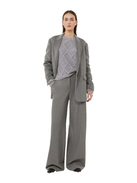 MAGLIA GIROCOLLO IN LANA CON PAILLETTES RICAMATE DONNA GRIGIO