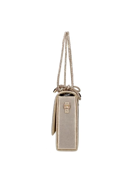 POCHETTE BOLSO CARTERA METALIZADO DETALLE STRASS DONNA ORO
