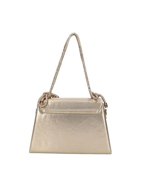 POCHETTE BOLSO CARTERA METALIZADO DETALLE STRASS DONNA ORO