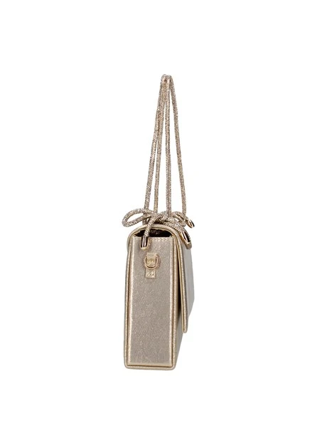 POCHETTE BOLSO CARTERA METALIZADO DETALLE STRASS DONNA ORO