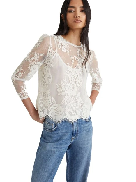 BLUSA IN PIZZO CHANTILLY IONE DONNA PANNA