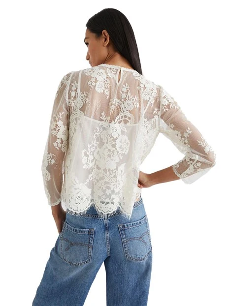 BLUSA IN PIZZO CHANTILLY IONE DONNA PANNA