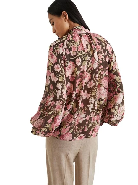 BLUSA FANTASIA FLOREALE CON SCIARPINA TIMORE DONNA ROSA