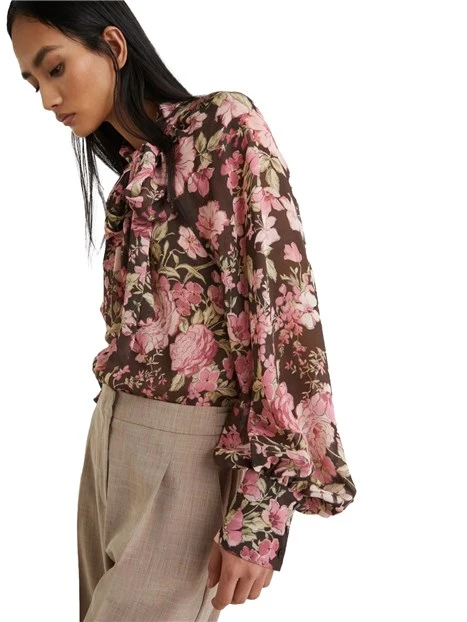 BLUSA FANTASIA FLOREALE CON SCIARPINA TIMORE DONNA ROSA