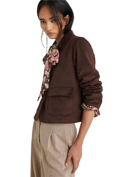 GIACCA CORTA IN JERSEY FIORIRE DONNA MARRONE