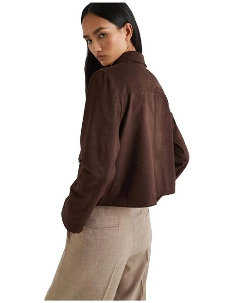 GIACCA CORTA IN JERSEY FIORIRE DONNA MARRONE