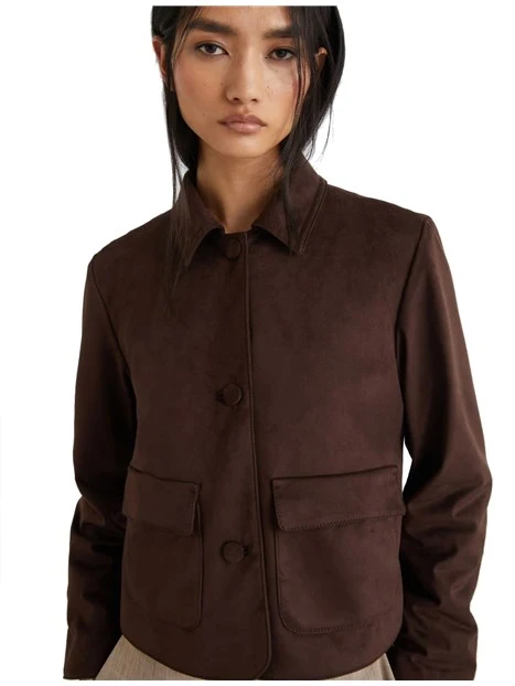GIACCA CORTA IN JERSEY FIORIRE DONNA MARRONE